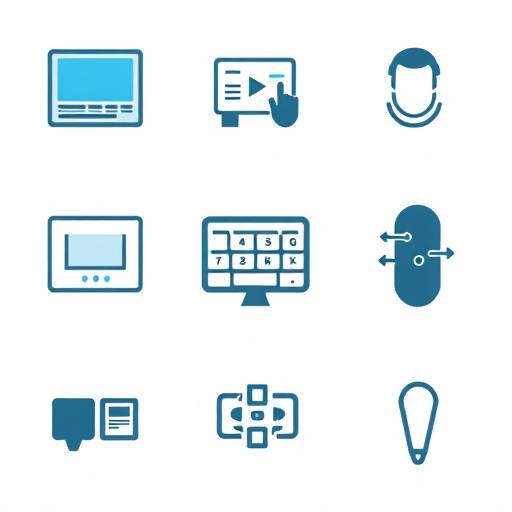 Iconos que representan diferentes tecnolog&iacute;as de asistencia, como lectores de pantalla, teclados adaptativos y software de reconocimiento de voz.